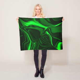 Curves and folds green nickel-plated in dark fund. fleece blanket