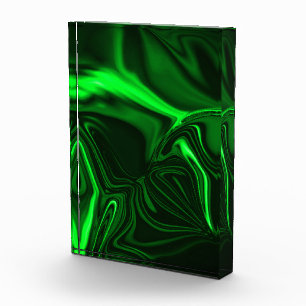 Curves and folds green nickel-plated in dark fund  photo block