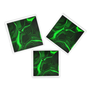 Curves and folds green nickeled on dark background acrylic tray