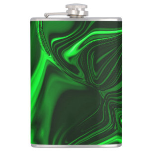 Curves and folds green nickeled on dark background flask