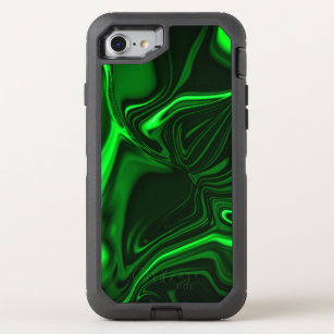 Curves and folds green nickeled on dark background OtterBox defender iPhone SE/8/7 case