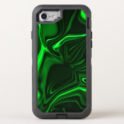 Curves and folds green nickeled on dark background OtterBox defender iPhone SE87 case