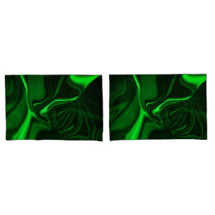 Curves and folds green nickeled on dark background pillow case