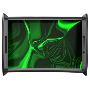 Curves and folds green nickeled on dark background serving tray