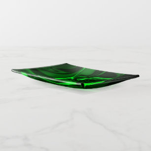 Curves and folds green nickeled on dark background trinket tray