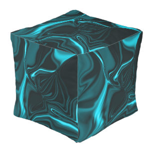 Curves and ripples sky blue or cyan, dark x light outdoor pouf