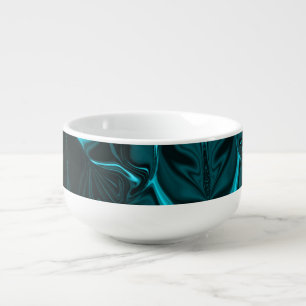 Curves and ripples sky blue or cyan, dark x light. soup mug