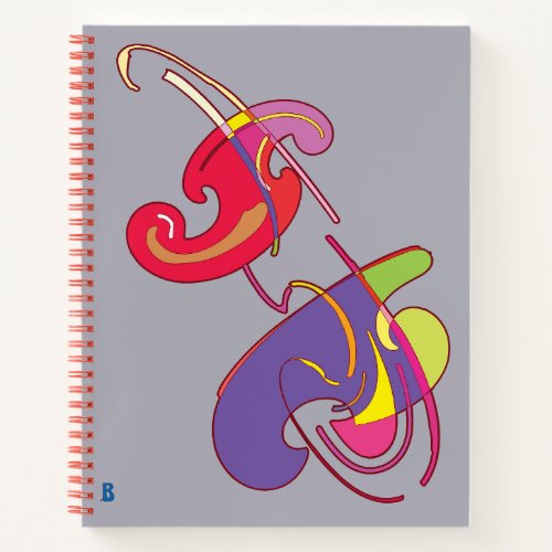 Curves and Swirls Gray Red 2 Spiral Notebook 