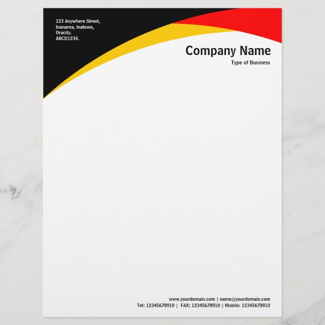 Curves - Black, Amber & Red Letterhead (Front)