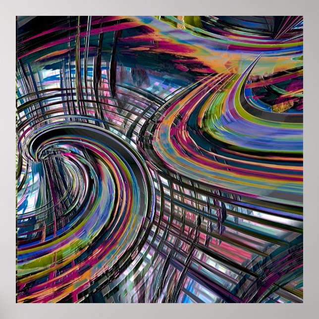 Curves looking like space road, colorful notched   poster (Front)