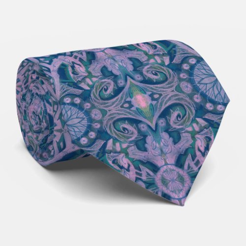 Curves  Lotuses abstract floral lavender  blue Neck Tie