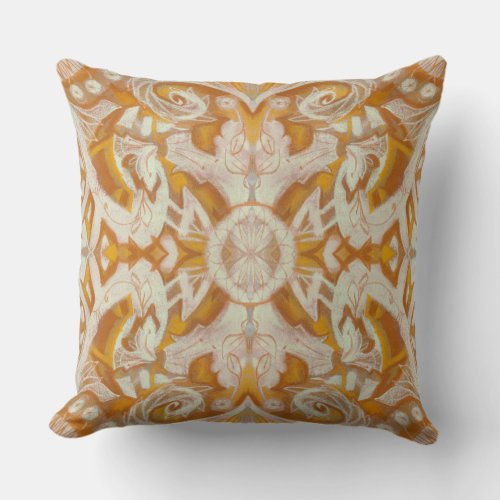 Curves  Lotuses abstract floral pattern yellow Throw Pillow