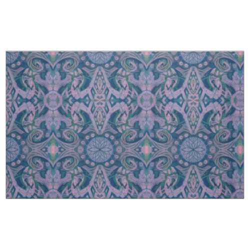 Curves  Lotuses abstract pattern lavender  blue Fabric
