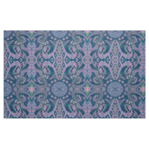 Curves & Lotuses, abstract pattern lavender & blue Fabric