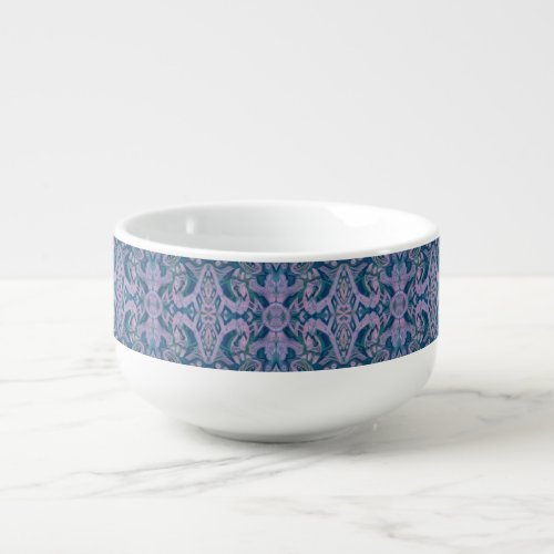 Curves  Lotuses abstract pattern lavender  blue Soup Mug