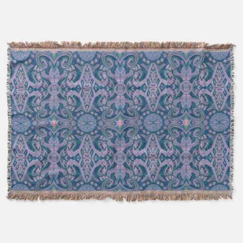 Curves  Lotuses abstract pattern lavender  blue Throw Blanket