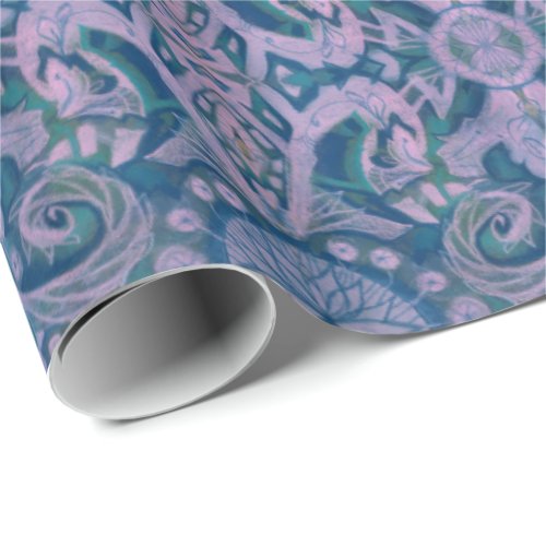 Curves  Lotuses abstract pattern lavender  blue Wrapping Paper