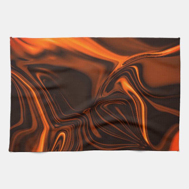 Curves or undulations coral, over dark fund kitchen towel (Horizontal)