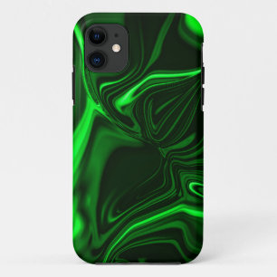 Curves or undulations green metallic, deep dark iPhone 11 case