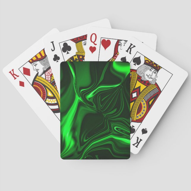 Curves or undulations green metallic, deep dark poker cards (Back)
