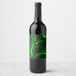 Curves or undulations green metallic, deep dark wine label