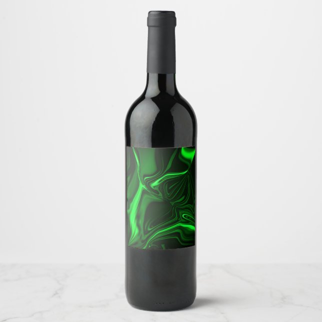 Curves or undulations green metallic, deep dark wine label (Front)