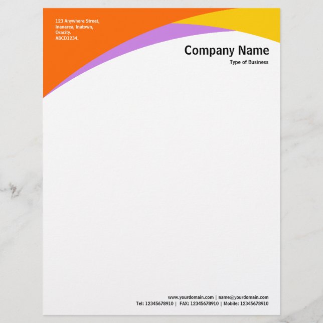 Curves - Orange, Amber & Purple Letterhead (Front)