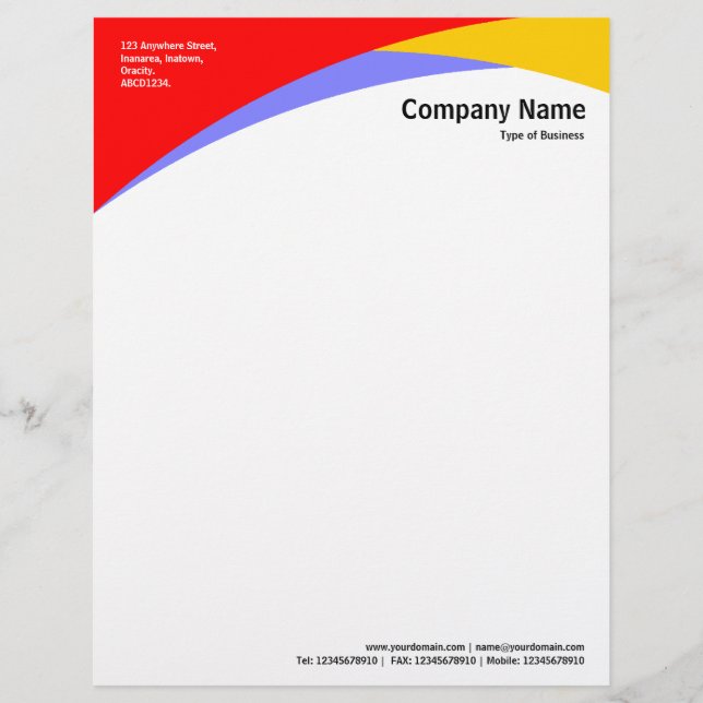 Curves - Red, Amber & Blue Letterhead (Front)