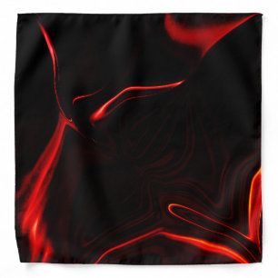 Curves, undulation in red darkest, black backgrou. bandana
