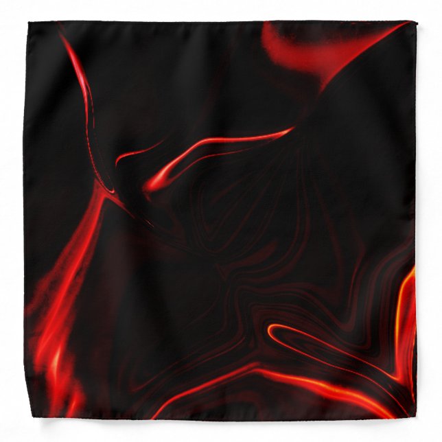 Curves, undulation in red darkest, black backgrou. bandana (Front)