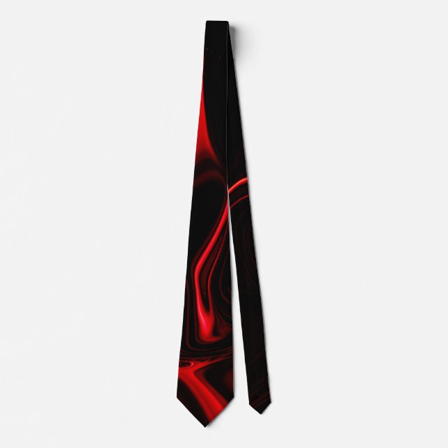 Curves, undulation in red darkest, black fund. neck tie (Front)