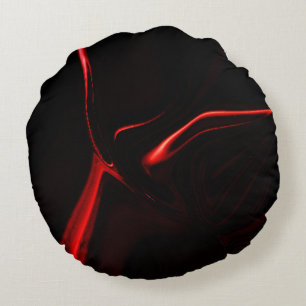 Curves, undulation in red darkest, black fund. round pillow