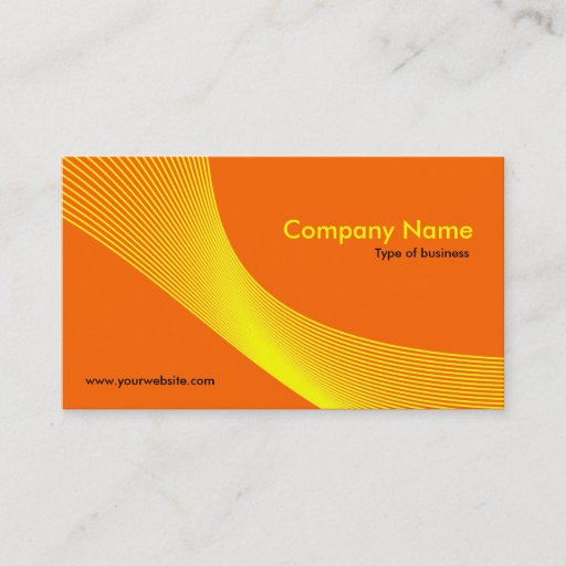 Customizable Curves - Yellow on Dark Orange FF6600 Business Card