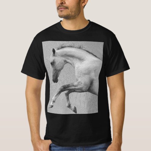 Curvet Horse Modern Animal Template Mens Black T_Shirt