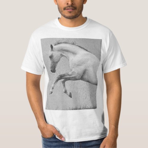 Curvet Horse Template Mens Modern White Animals T_Shirt