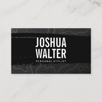 Curvilinear Lines Background | Black Brushed Business Card by lovely_businesscards at Zazzle