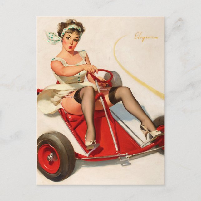 Curving Around Pin Up Art Postcard (Front)