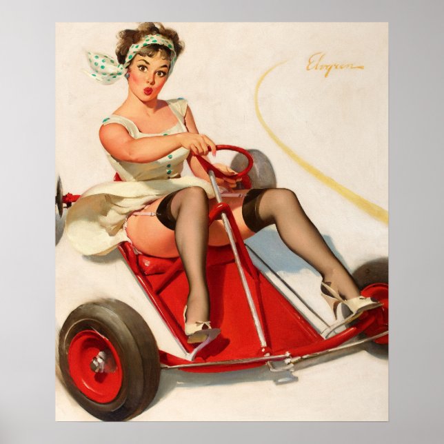 Curving Around Pin Up Art Poster (Front)