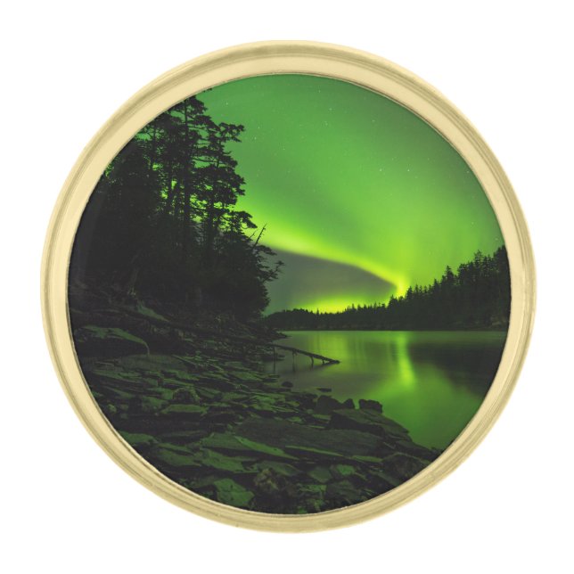 Curving Aurora Gold Finish Lapel Pin (Front)