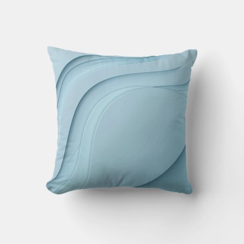 Curving forms in blue with copy space throw pillow