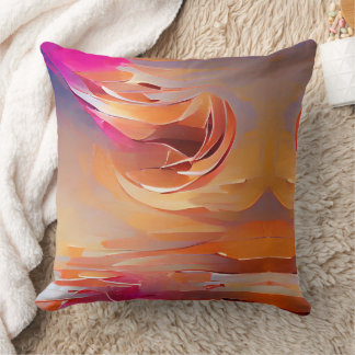 Curving Geo Swirling Lines Warm Toned Throw Pillow
