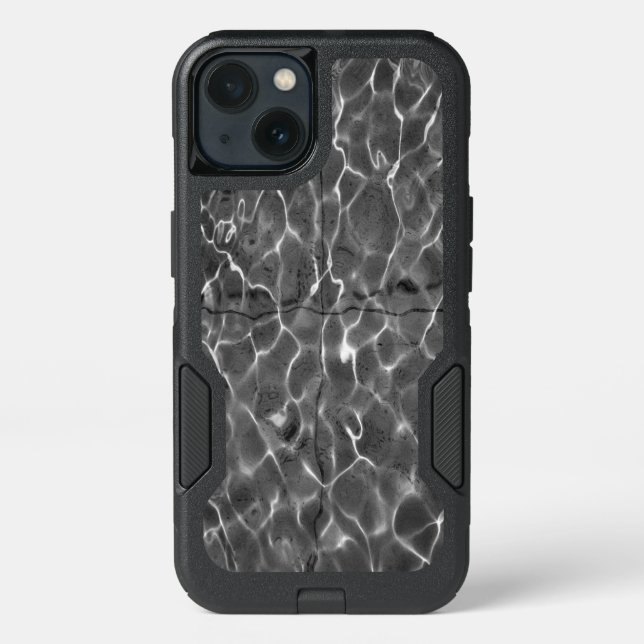 Curving Light Patterns On Water: Black & White Otterbox iPhone Case (Back)