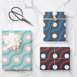 Curving Lines With Spots Wrapping Paper Sheets