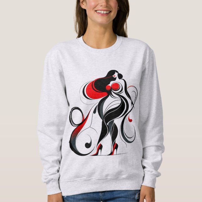 Curvy Abstract Silhouette Art Sweatshirt (Front)