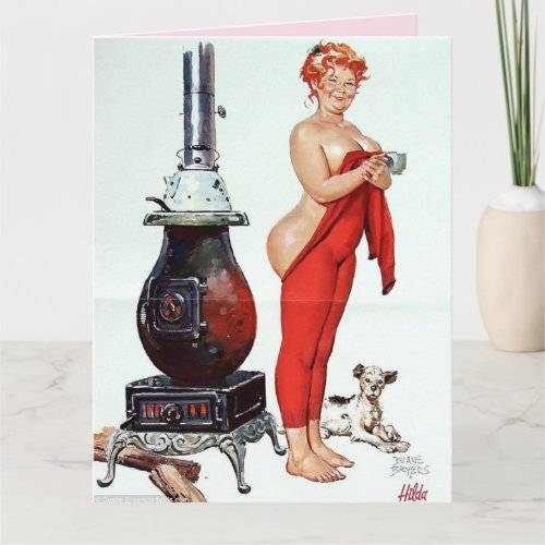 CURVY BARE BUTT HILDA  CHRISTMAS GREETING CARD