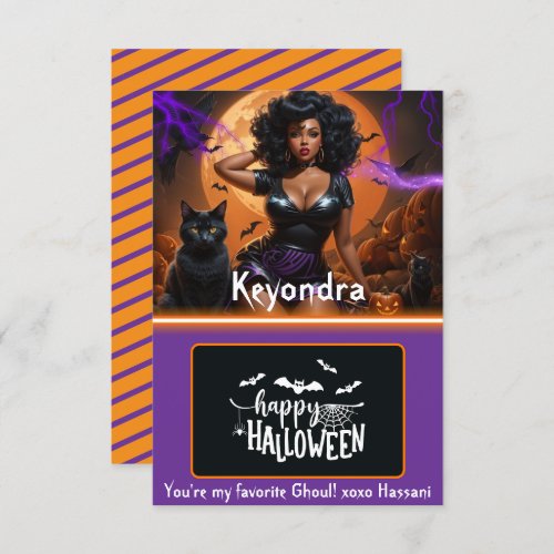Curvy Black Pinup Woman Halloween Gift Card Holder