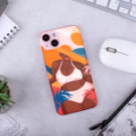 Curvy Black Woman, Beach Vacation Ready Case-Mate iPhone 14 Case<br><div class="desc">Curvy African American Woman,  on Beach Vacation surrounded by abstract beach scene and tropical leaves.</div>