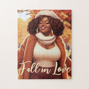 Curvy Black Woman Fall Bliss Jigsaw Puzzle