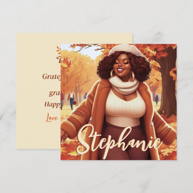Curvy Black Woman Fall Bliss Thanksgiving (Front/Back)