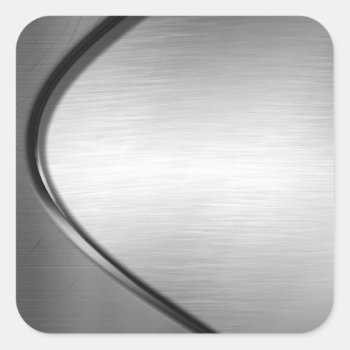Curvy Brushed Metal Look Stickers by MetalShop at Zazzle